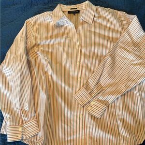Jones New York Cream Dress Shirt with Vertical Stripes